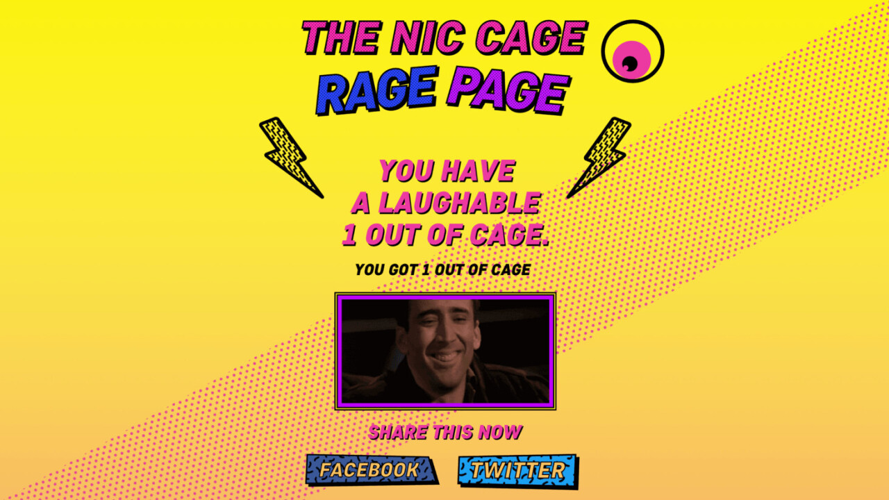 Nic Cage ‘Rage Page’ is obviously meant for the certifiably insane
