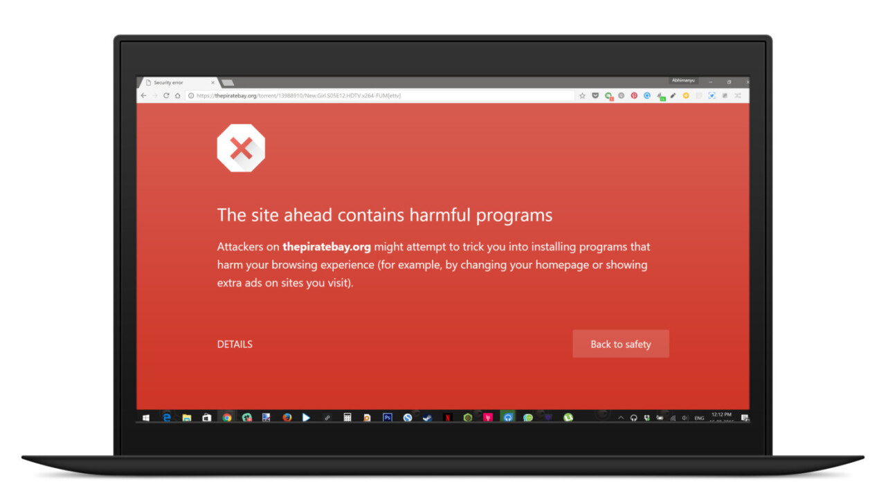 Google doesn’t want you visiting The Pirate Bay right now