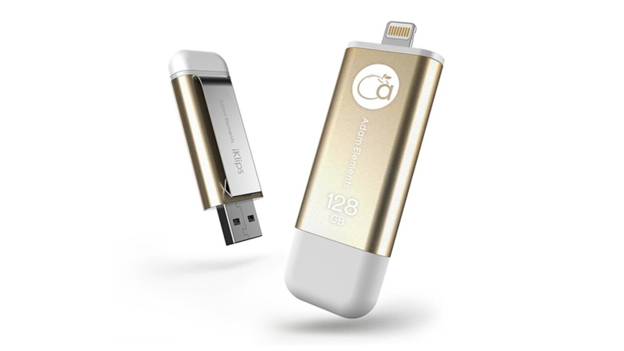 Easily add 128 GB to your iOS devices with the iKlips drive