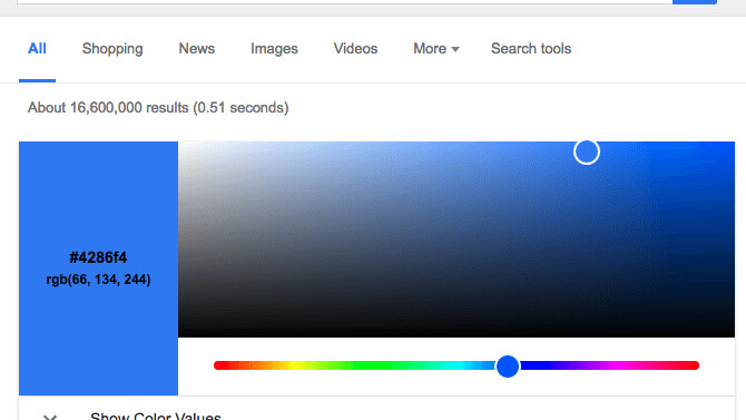 Google now lets you convert between RGB and Hex values