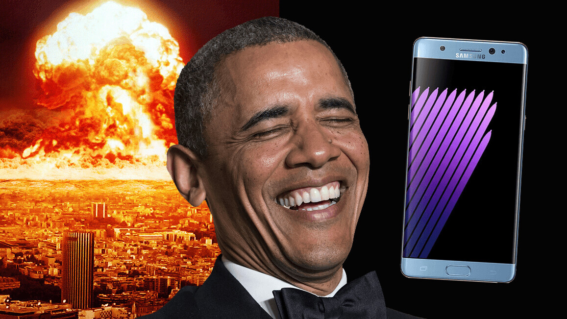 Obama pokes fun at Samsung’s fire-bursting Galaxy Note 7