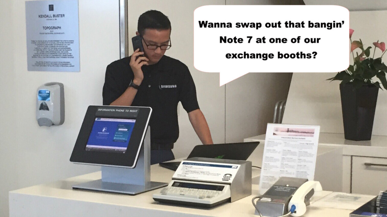 Samsung sets up exchange booths at airports to prevent the Note 7 from blowing up planes