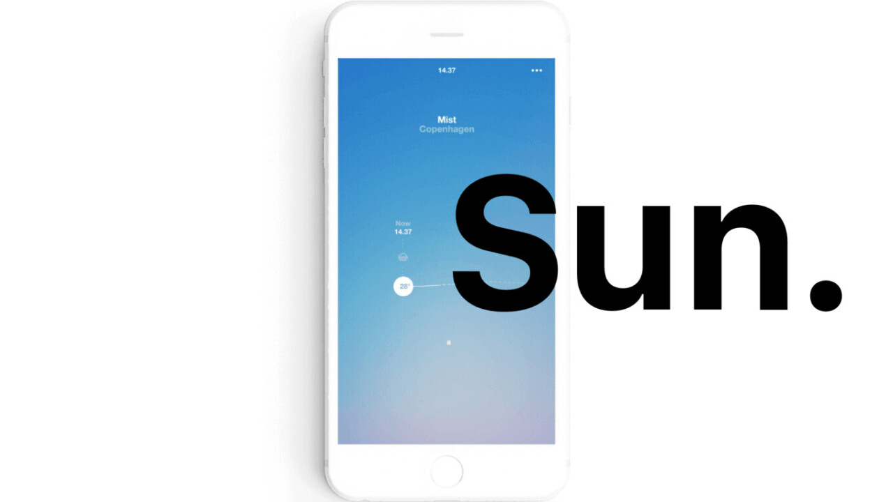 Sun is a beautiful hyperlocal weather app powered by Dark Sky