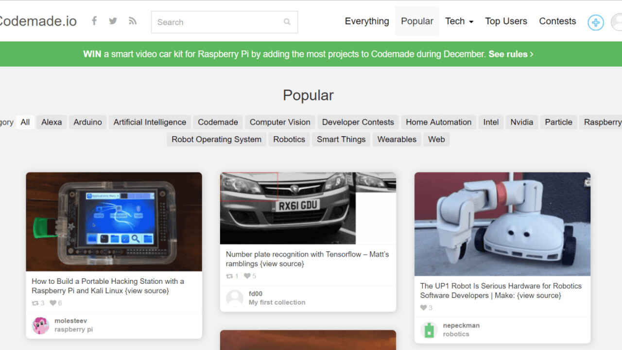 CodeMade.io is a place to find open-source Internet of Things Inspiration