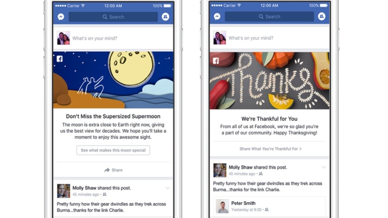 Facebook takes on Google Doodle with News Feed messages