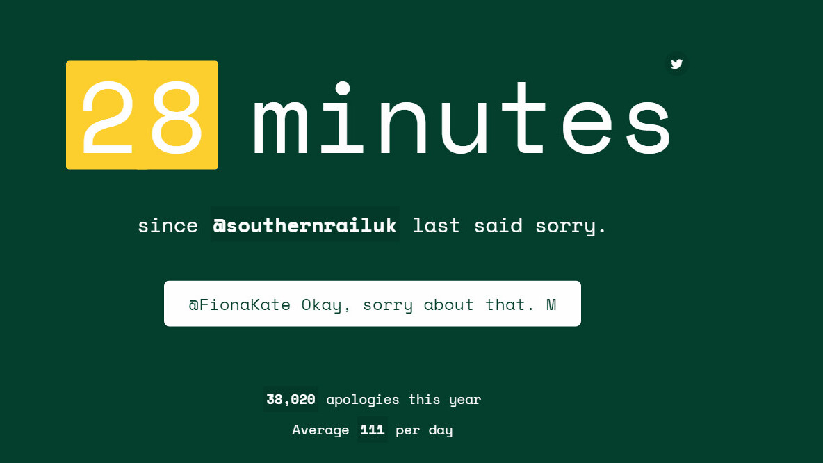 This disgruntled rail user built a site that collects train company apologies