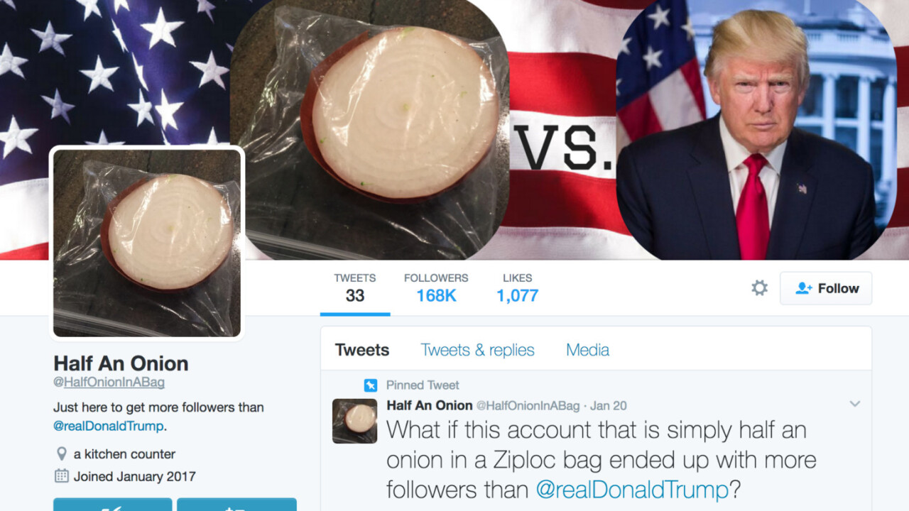 Donald Trump’s newest Twitter rival is… an onion in a bag?