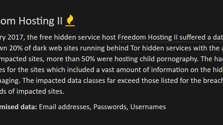Hackers have leaked the user database of a Tor web host popular with child pornographers