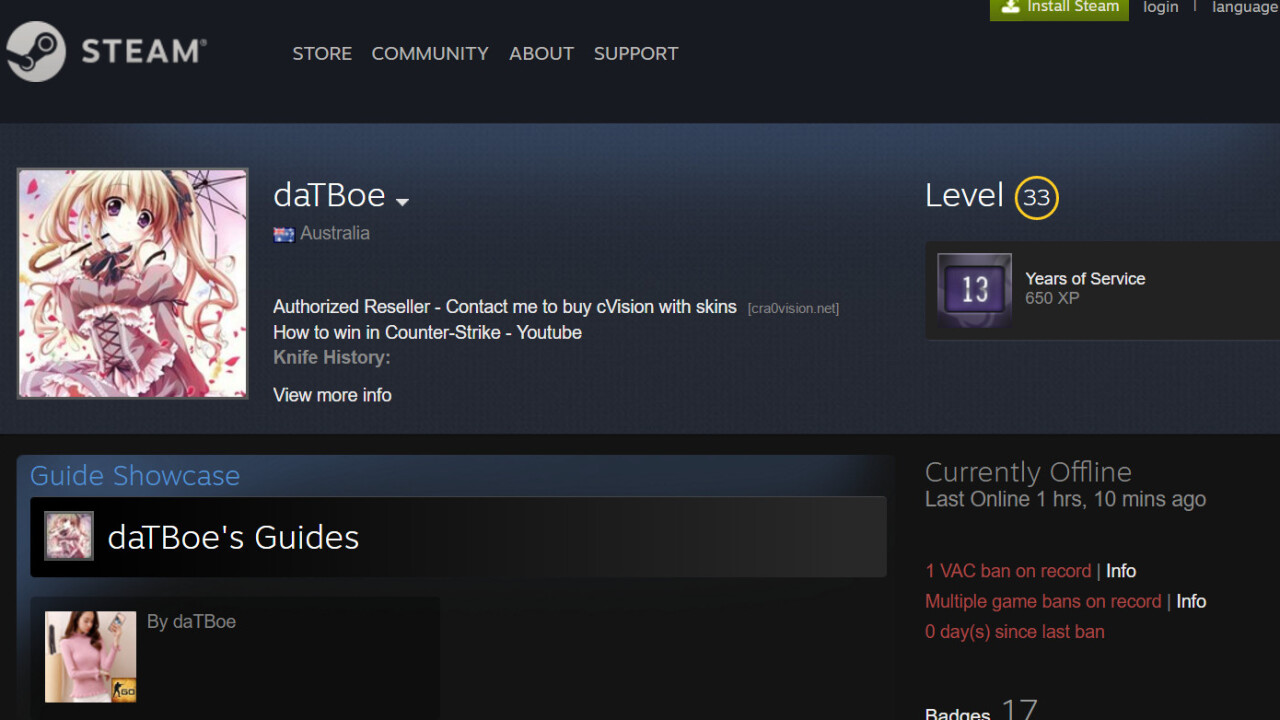 A nasty vulnerability in Steam profiles potentially lets hackers spread malware (Update: It’s fixed)