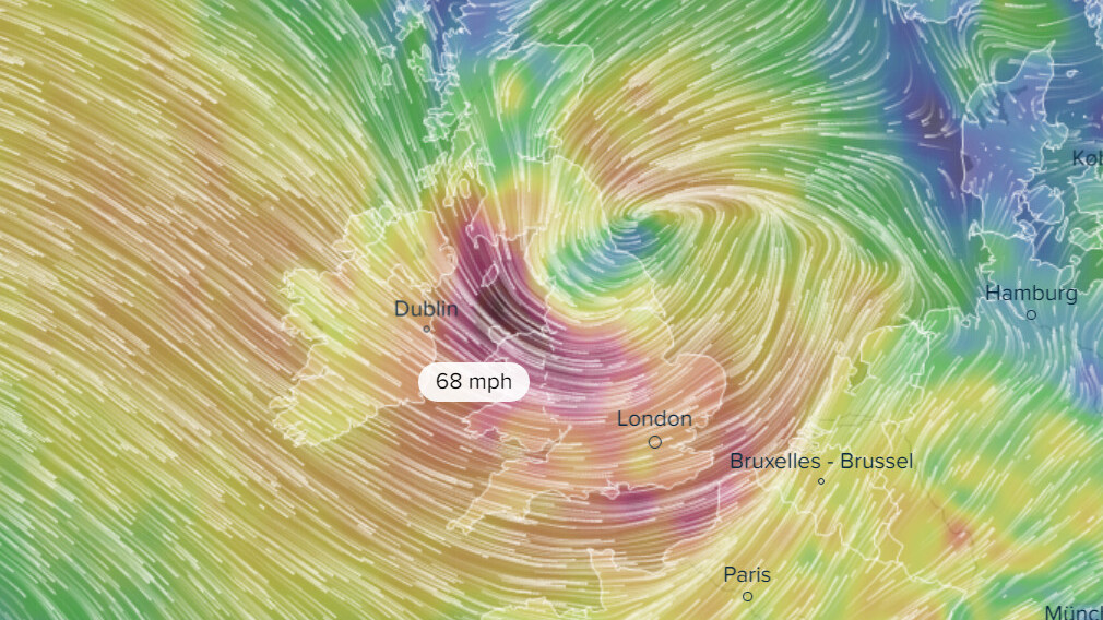 This online wind map of Storm Doris blasting Europe is strangely beautiful