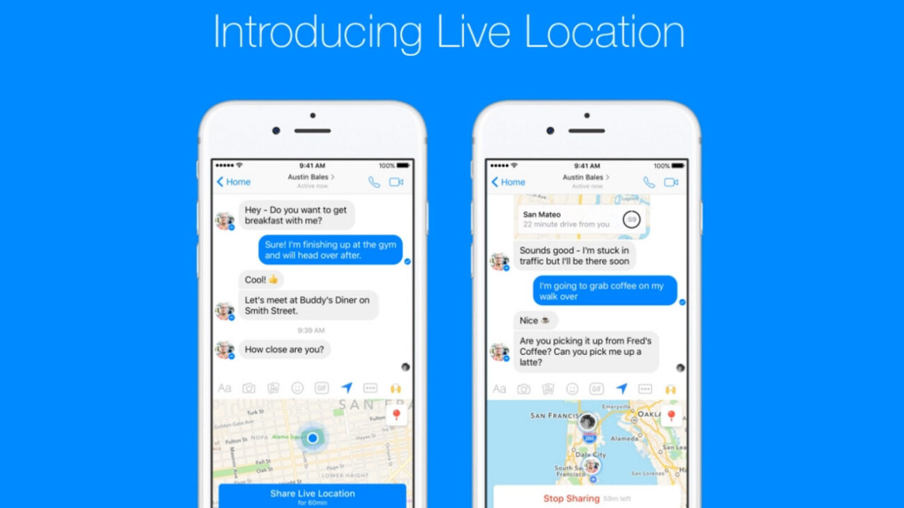 Facebook Messenger now lets you prove you’re “OMW!” in real-time