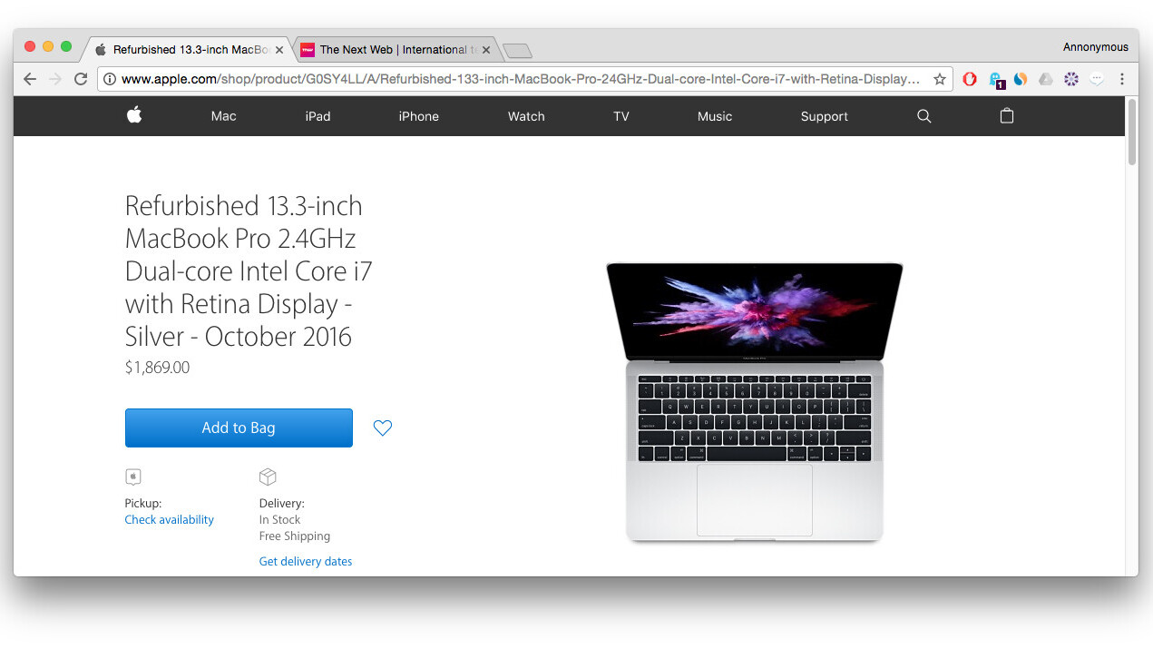 Apple is selling refurbished units of the new MacBook Pro without Touch Bar