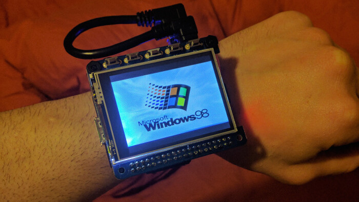 This smart watch is actually a Raspberry Pi computer running Windows 98