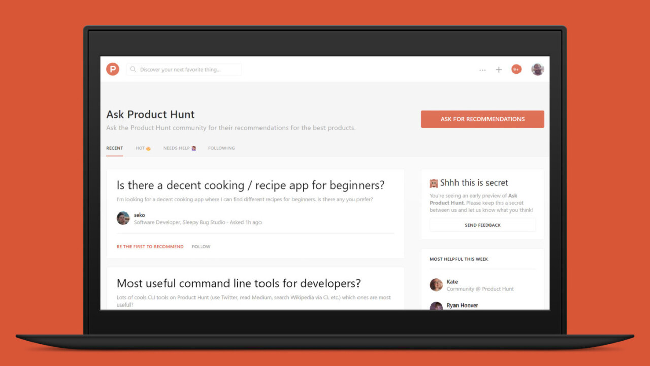 Product Hunt now lets you ask its community to recommend apps and tools