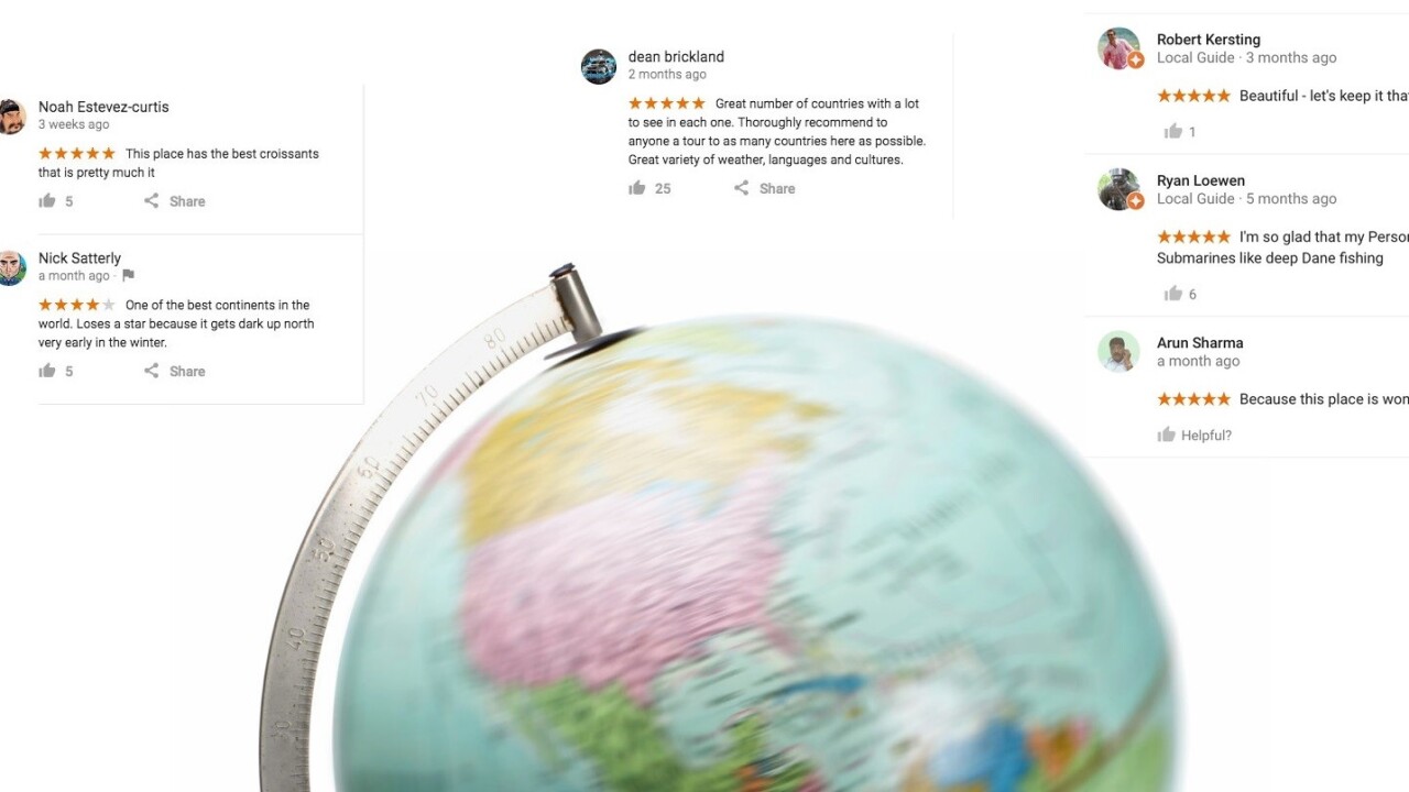 Google Maps lets people review continents, guess what happened