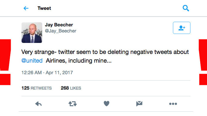 Twitter allegedly deleting negative tweets about United Airlines’ passenger abuse