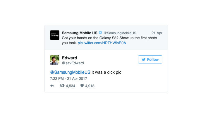 Samsung obliterates Twitter troll’s dick pic joke with one savage emoji