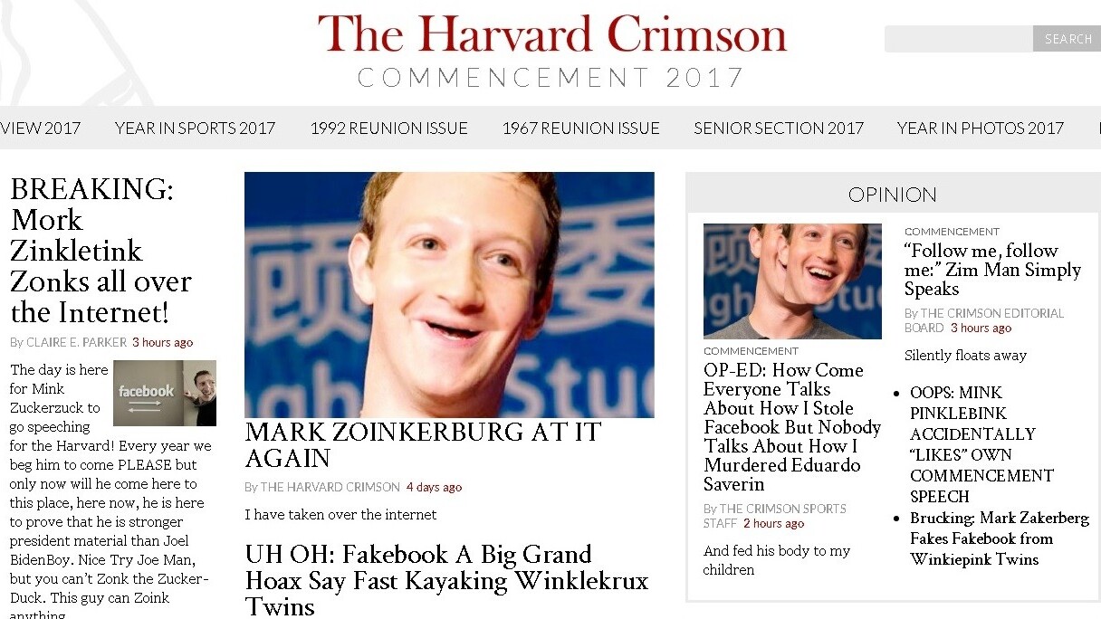 Hacker trolls Zuckerberg commencement speech by defacing Harvard newspaper