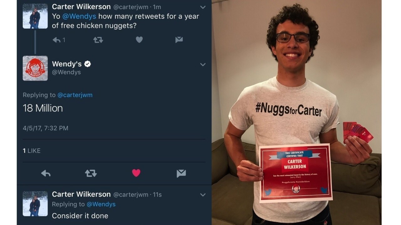 Nevada teenager snags most retweeted tweet of all time and a year of free nuggets