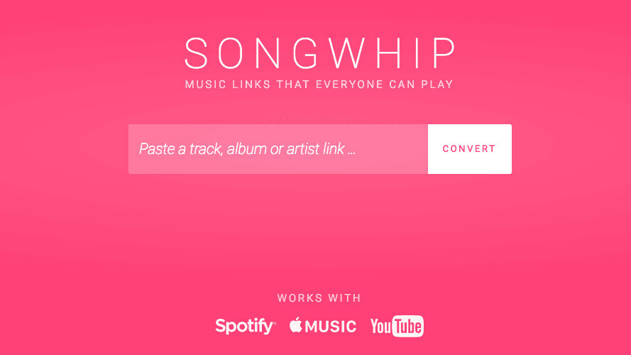 Songwhip links to songs from Spotify, Apple Music and YouTube all at once