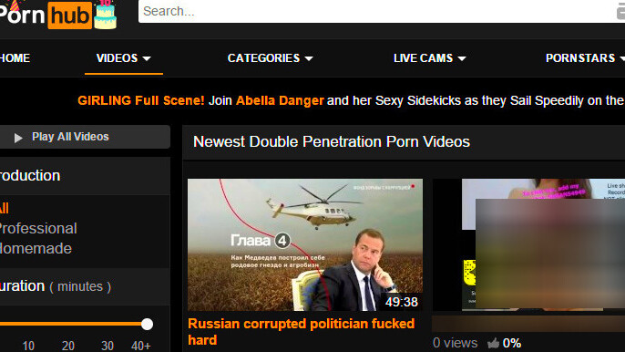 PornHub penetrates political discourse with banned corruption documentary