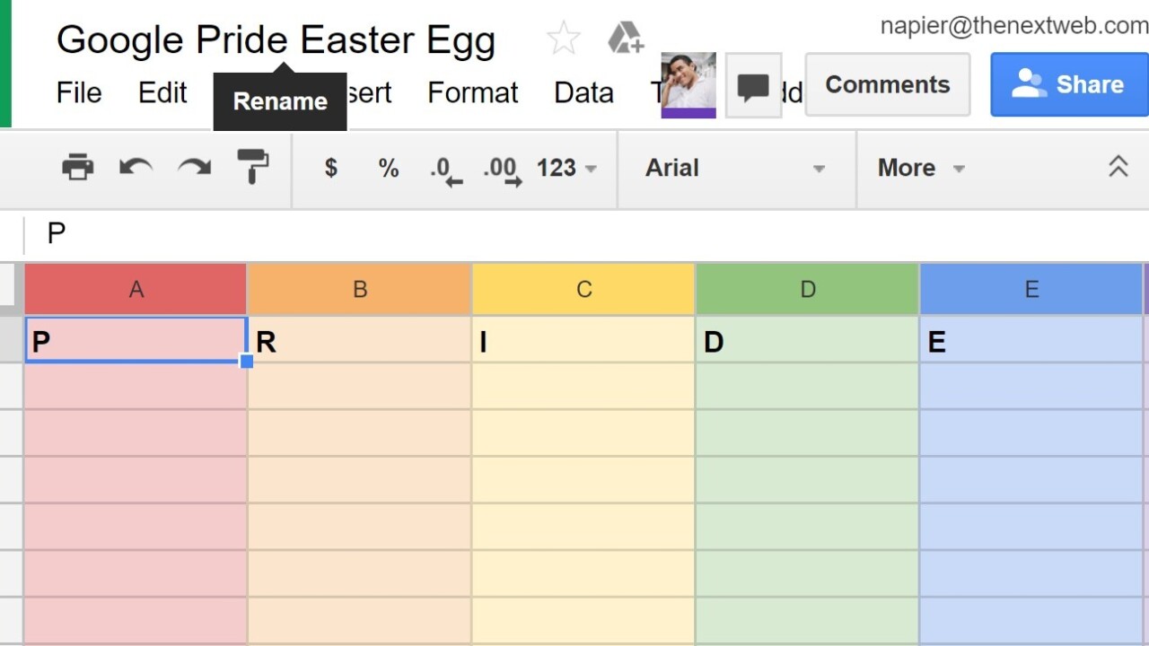 Google Easter egg celebrates Pride in your spreadsheets