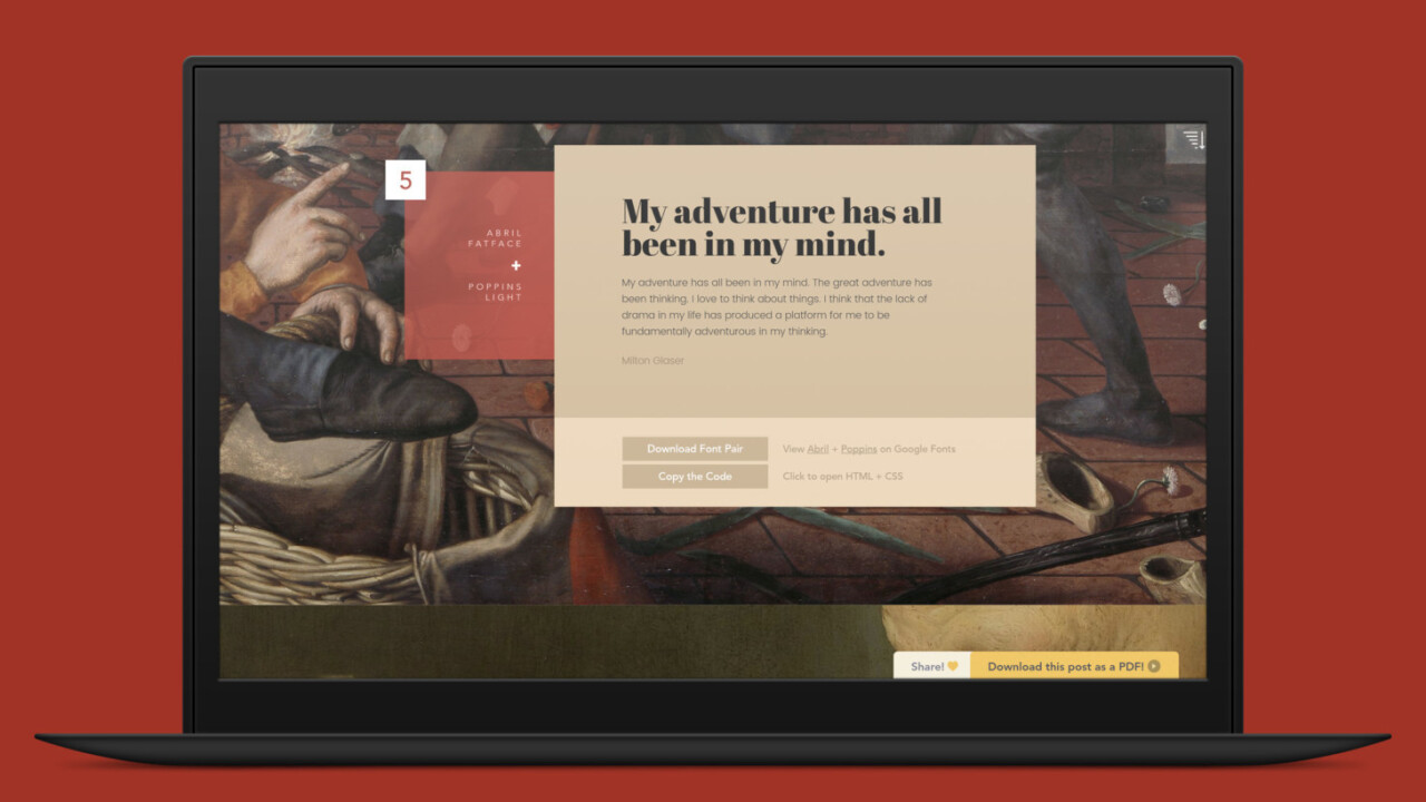 Learn to pair Google web fonts with this classic art-inspired guide