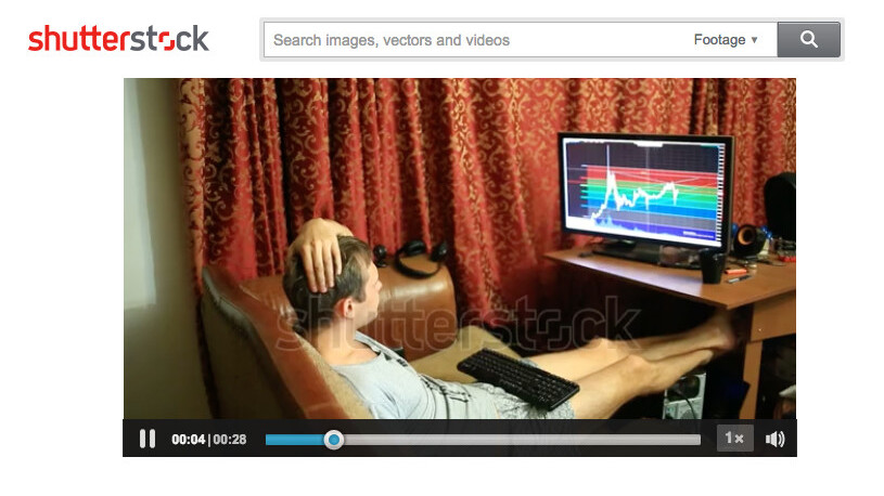 Shutterstock has weird stock videos showing a Bitcoin trader in his undies