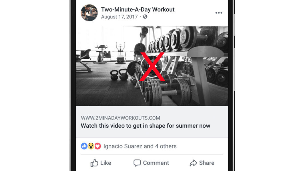 Facebook will now bury clickbait video and fake ‘play’ buttons