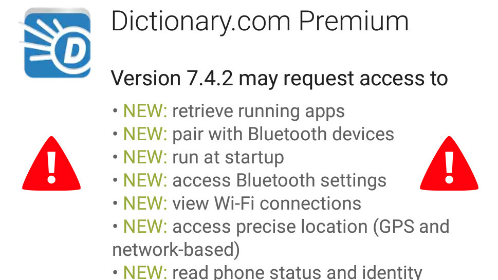 Dictionary.com discreetly updates app permissions to spy on your phone