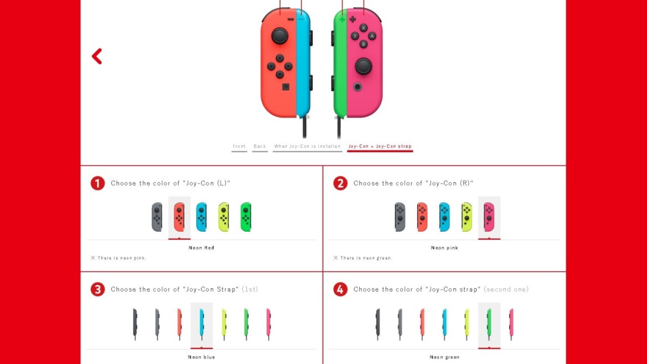 Nintendo now lets you pick your own Switch color combo