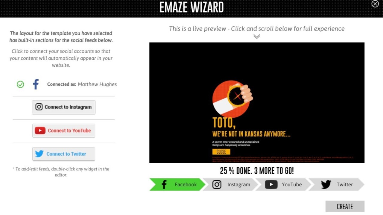 Emaze.me lets anyone create their own personal websites by importing their Facebook