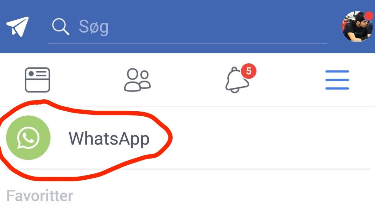 Facebook is testing a new WhatsApp button in its main app