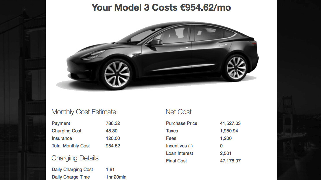 Tesla calculator estimates the exact monthly costs of owning a Model 3