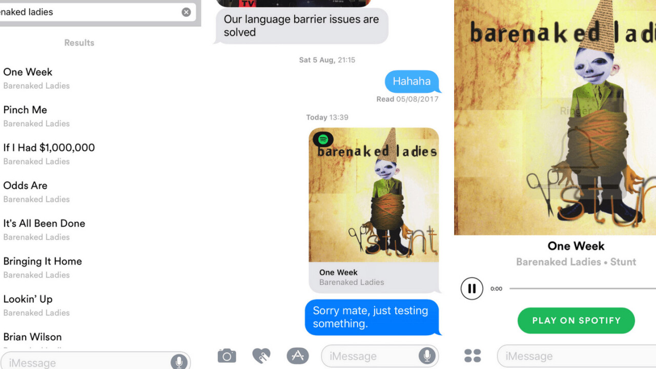 Spotify finally lands in the iMessage App Store