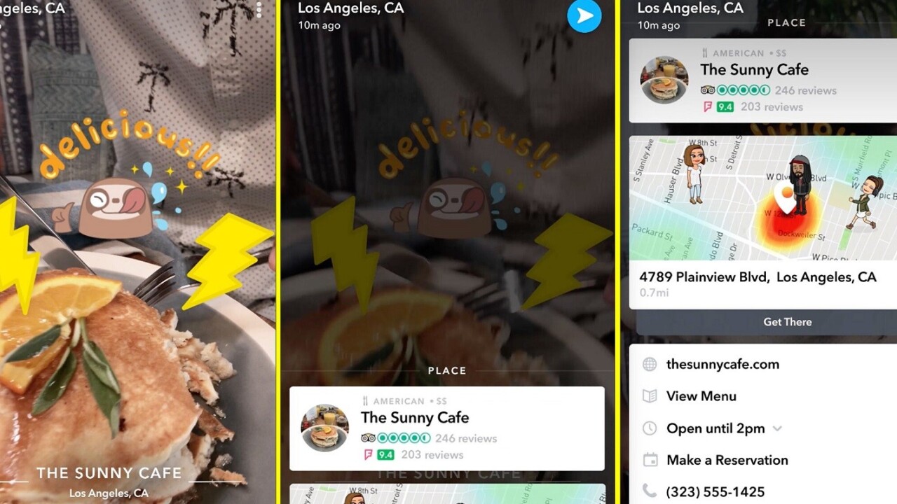 Snapchat’s Context Cards turn it into Yelp for teens