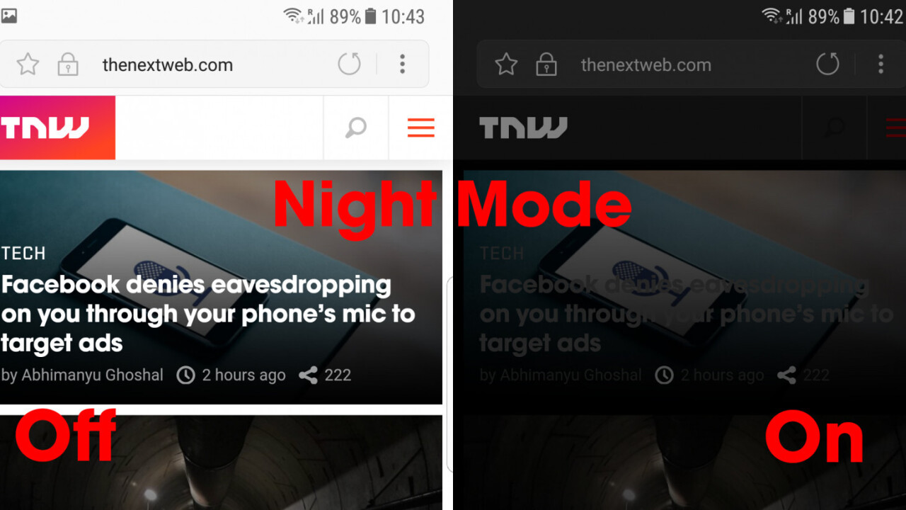 Samsung’s Internet browser now has Night Mode for easy browsing in the dark