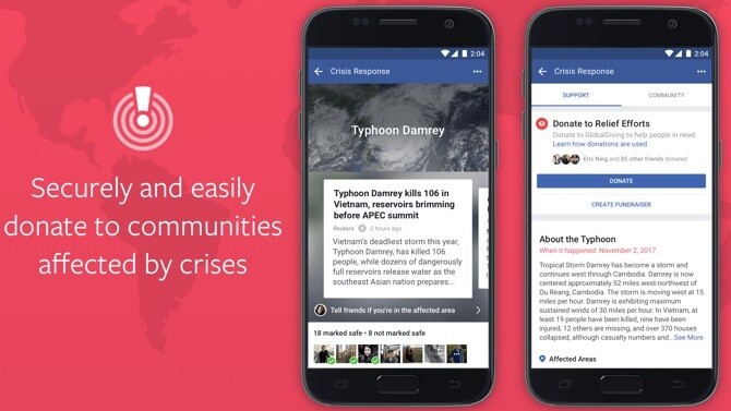 Facebook adds crisis donate button to help disaster victims