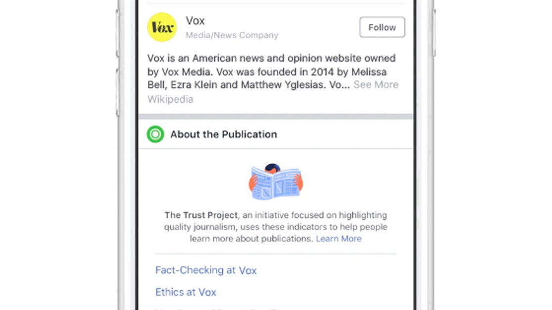 Trust Indicators let you know more about a publisher on Facebook