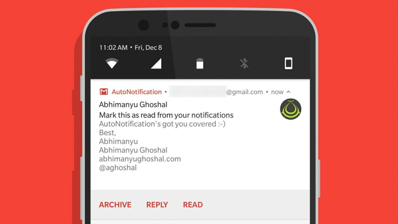 AutoNotification adds a much-needed ‘Mark as Read’ button to your Gmail alerts on Android