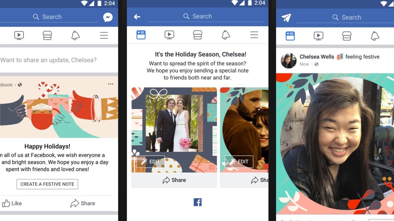 Facebook gets new festive features for the holidays
