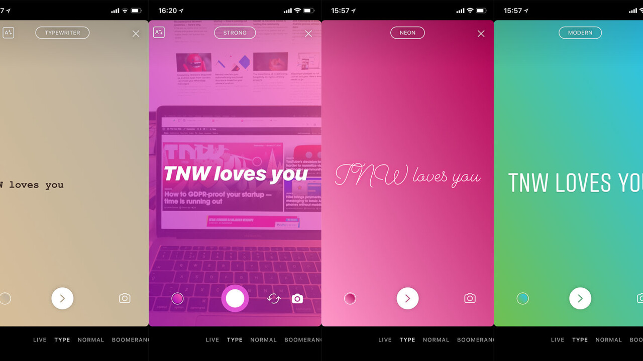 Instagram’s new text-only ‘Type’ feature for Stories is rolling out to everyone