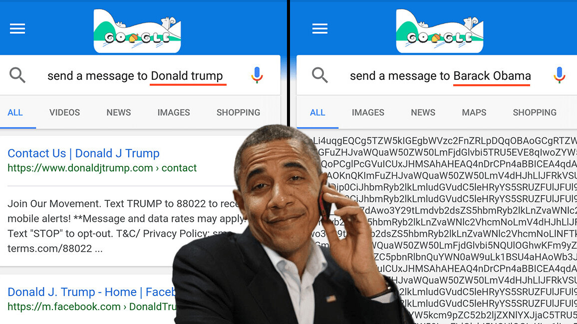 Google doesn’t want you to ‘send a message to Barack Obama’