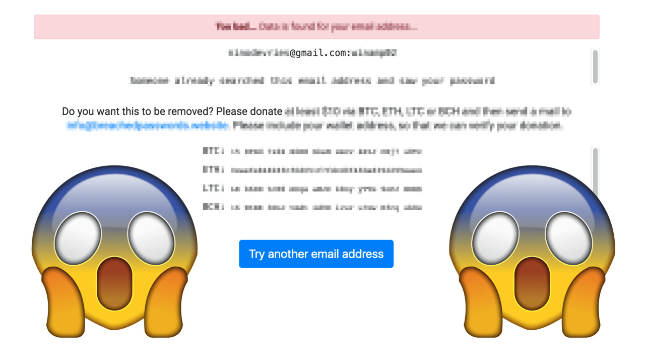 This site will leak your password to everyone unless you donate Bitcoin