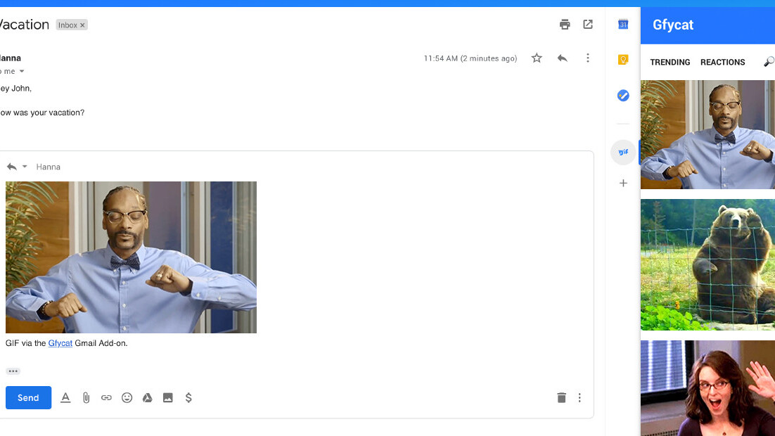 Gfycat makes it dead-simple to drop GIFs into your Gmail replies