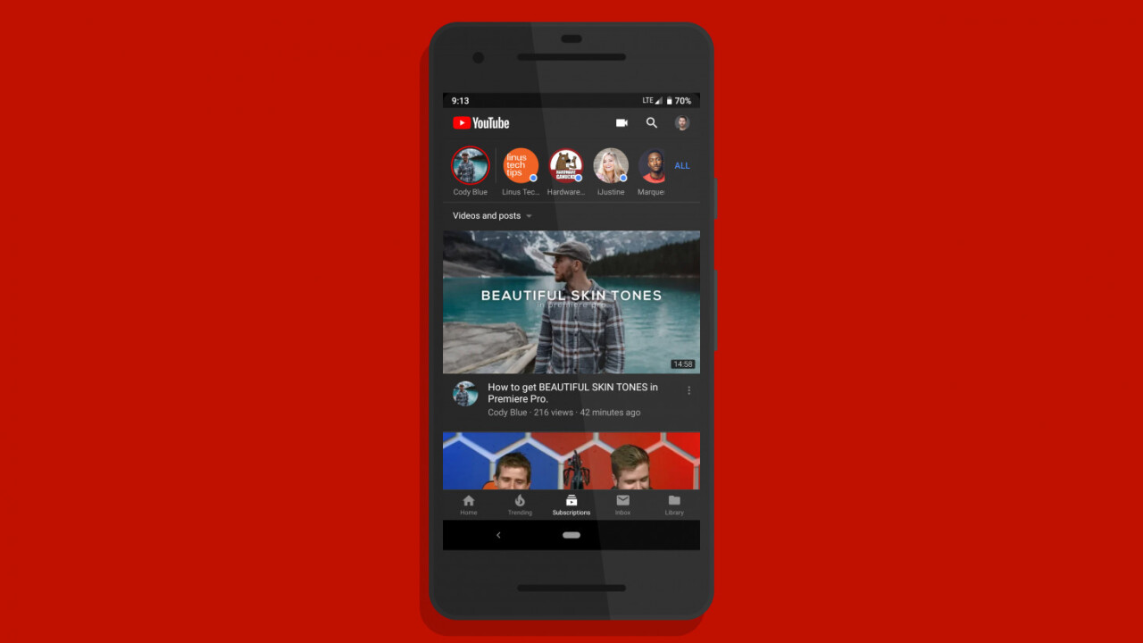 YouTube’s Android app is finally getting a dark theme