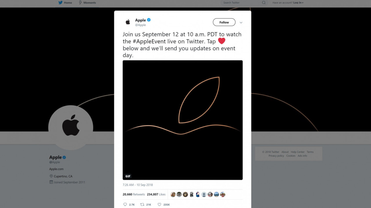 Apple will livestream its iPhone event on Twitter for the first time