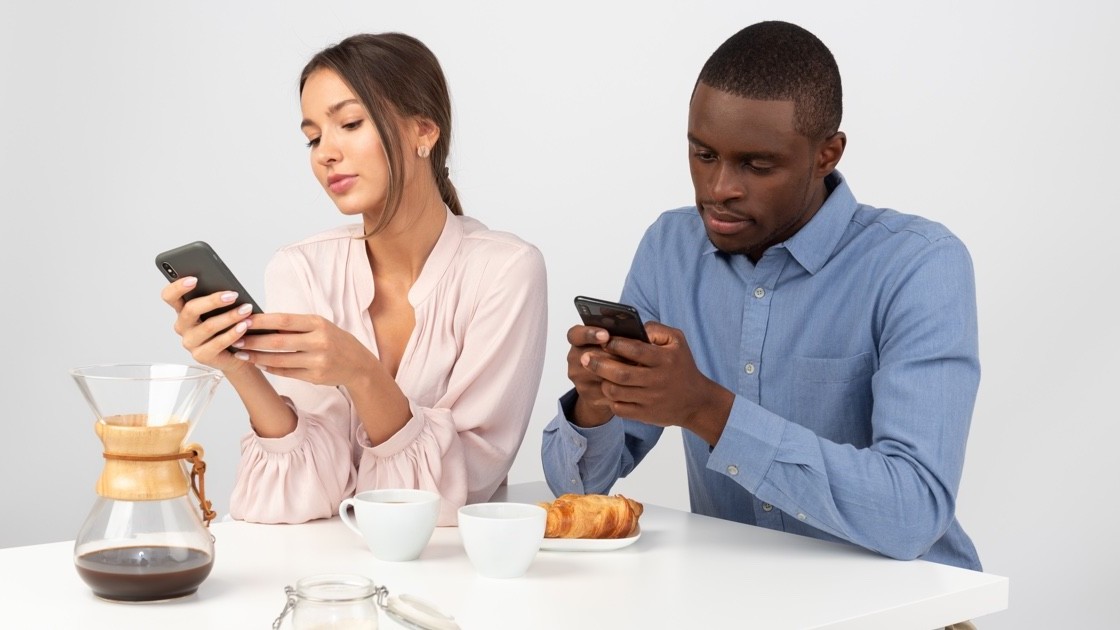 Image result for couple scrolling one phone