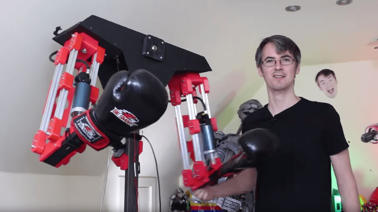Mad scientist builds a robot to beat the crap out of him in a VR fighting game