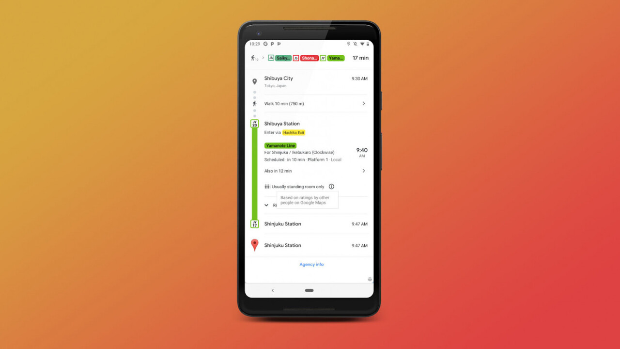 Google Maps will now warn you about crowded trains and late buses